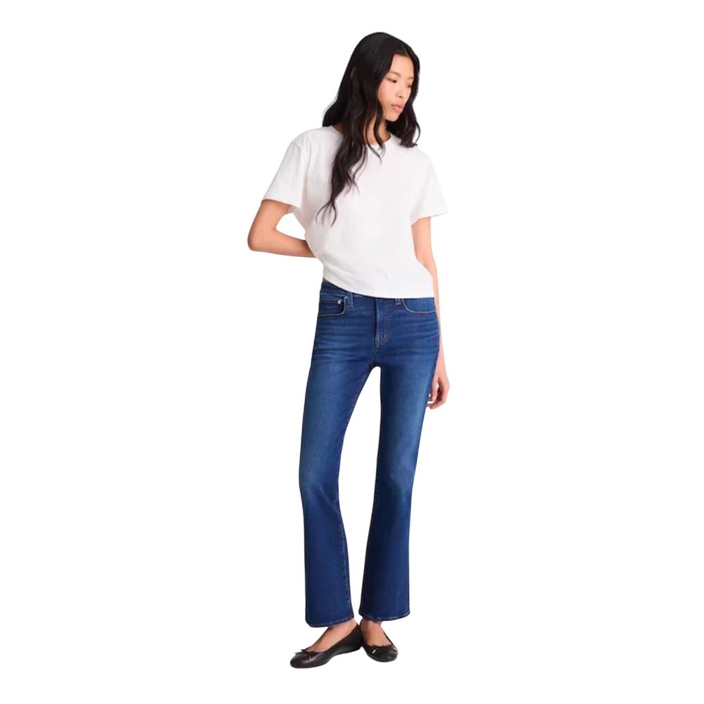 Madewell Womens 29 Blue Flare Crop Jean In Super Stretch Denim High Rise